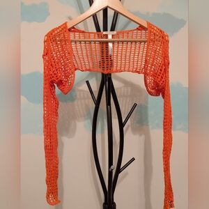Urban Outfitters Orange Crochet Shrug-Size S/M